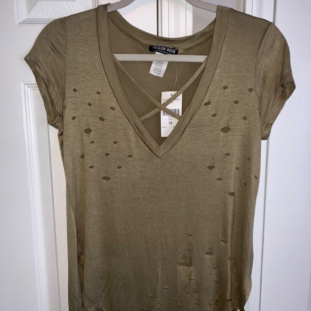 Distressed V-neck Tee